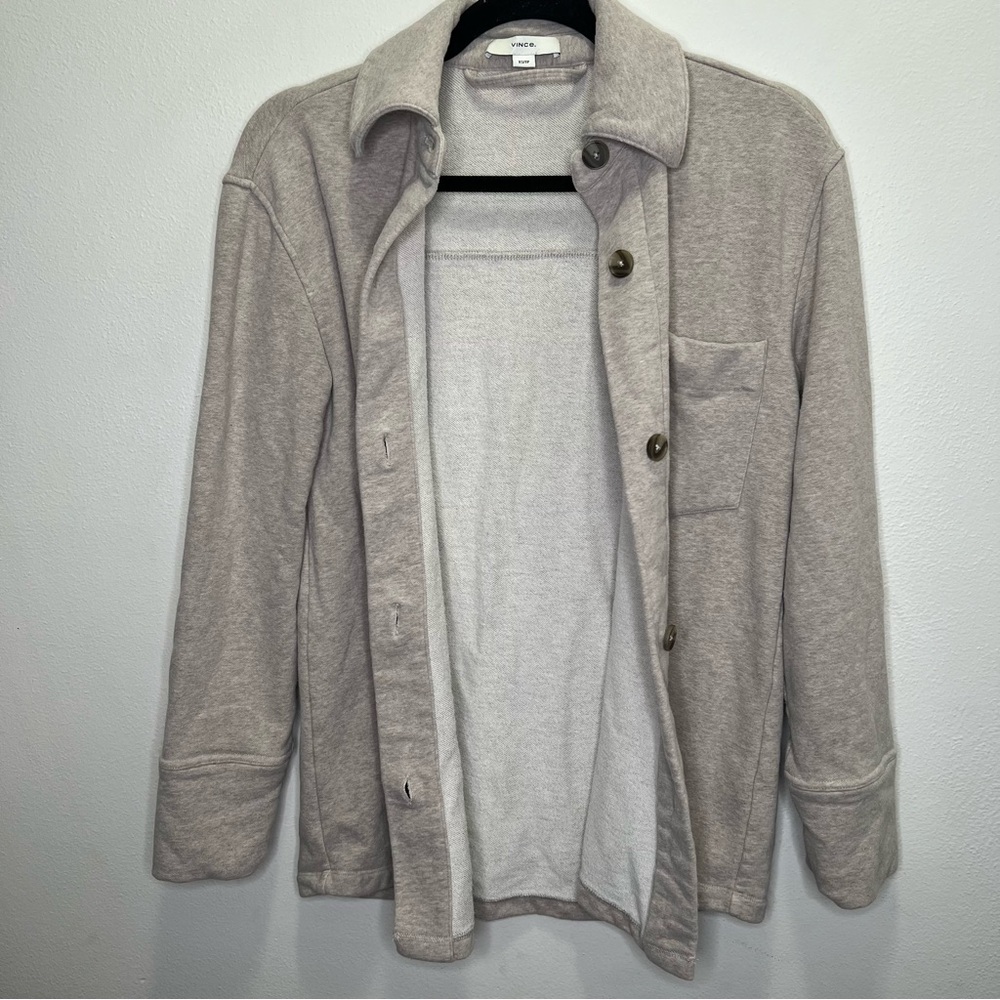 VINCE Womens oversized soft shirt tan jacket shacket size XS - Picture 10 of 13